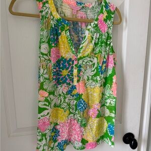 Lilly Pulitzer Vibrant Floral Tank Top - Green, Pink, Yellow